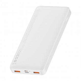 Baseus Bipow rychlonabíjecí power banka 10000mAh 20W bílá (Overseas Edition) + USB-A - Micro USB kabel 0,25m bílý (PPBD050502)