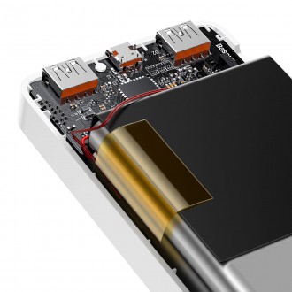 Baseus Bipow rychlonabíjecí power banka 10000mAh 20W bílá (Overseas Edition) + USB-A - Micro USB kabel 0,25m bílý (PPBD050502)