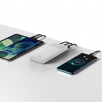 Baseus Bipow rychlonabíjecí power banka 10000mAh 20W bílá (Overseas Edition) + USB-A - Micro USB kabel 0,25m bílý (PPBD050502)