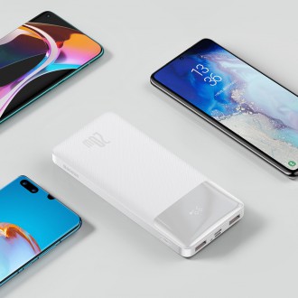 Baseus Bipow rychlonabíjecí power banka 10000mAh 20W bílá (Overseas Edition) + USB-A - Micro USB kabel 0,25m bílý (PPBD050502)
