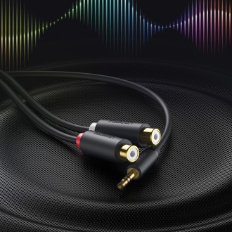 Ugreen audio adaptér jack 3,5mm samec na 2xRCA samice kabel 0,25m šedý (AV109)