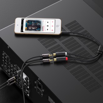 Ugreen audio adaptér jack 3,5mm samec na 2xRCA samice kabel 0,25m šedý (AV109)