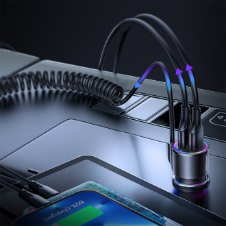 Rychlá nabíječka do auta Joyroom 3 v 1 s kabelem USB-C 1,5 m 17 W černá (JR-CL24)