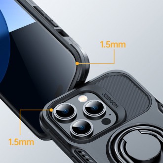 Joyroom Dual Hinge pro iPhone 14 Pro pancéřové pouzdro se stojánkem a držákem prstenu černé