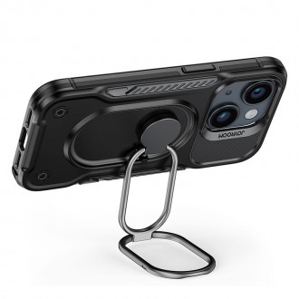 Joyroom Dual Hinge pro iPhone 14 Plus pancéřové pouzdro se stojánkem a držákem prstenu černé