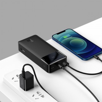 Powerbanka Baseus Bipow s displejem 30000mAh 15W černá (Overseas Edition) + USB-A - Micro USB kabel 0,25m černý (PPBD050201)