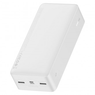 Powerbanka Baseus Bipow s displejem 30000mAh 15W bílá (Overseas Edition) + USB-A - Micro USB kabel 0,25m bílý (PPBD050202)