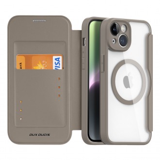 Dux Ducis Skin X Pro case iPhone 14 MagSafe magnetic flip cover beige