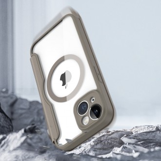 Dux Ducis Skin X Pro case iPhone 14 MagSafe magnetic flip cover beige