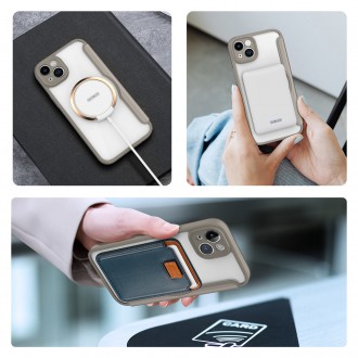 Dux Ducis Skin X Pro case iPhone 14 Plus MagSafe magnetic flip case beige