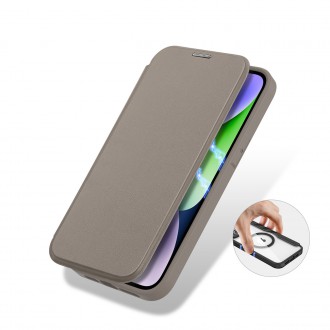 Dux Ducis Skin X Pro case iPhone 14 Plus MagSafe magnetic flip case beige