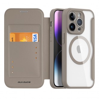 Dux Ducis Skin X Pro case iPhone 14 Pro MagSafe magnetic flip cover beige
