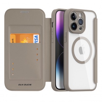 Dux Ducis Skin X Pro case iPhone 14 Pro Max MagSafe magnetic flip cover beige