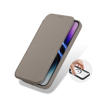 Dux Ducis Skin X Pro case iPhone 14 Pro Max MagSafe magnetic flip cover beige