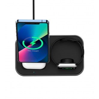 Choetech MFM MFi charger/inductive charging station 3in1 iPhone 12/13/14, AirPods Pro, Apple Watch gray (T589-F)