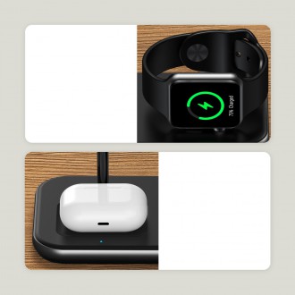 Choetech MFM MFi charger/inductive charging station 3in1 iPhone 12/13/14, AirPods Pro, Apple Watch gray (T589-F)
