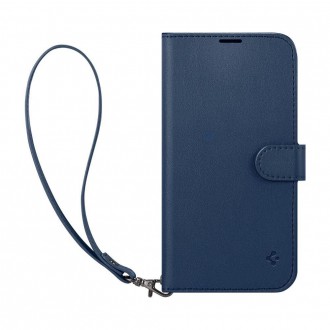 Spigen Wallet S Leather Flip Wallet for iPhone 14 Blue