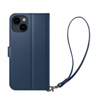 Spigen Wallet S Leather Flip Wallet for iPhone 14 Blue