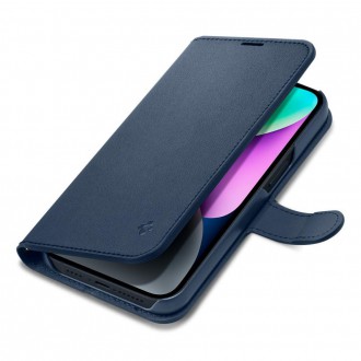 Spigen Wallet S Leather Flip Wallet for iPhone 14 Blue