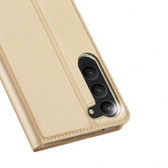 Dux Ducis Skin Pro Case pro Samsung Galaxy S23 Flip Card Wallet Stand Gold