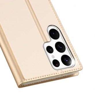 Dux Ducis Skin Pro pouzdro pro Samsung Galaxy S23 Ultra Flip Card Wallet Stand Gold