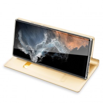 Dux Ducis Skin Pro pouzdro pro Samsung Galaxy S23 Ultra Flip Card Wallet Stand Gold