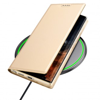 Dux Ducis Skin Pro pouzdro pro Samsung Galaxy S23 Ultra Flip Card Wallet Stand Gold