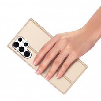 Dux Ducis Skin Pro pouzdro pro Samsung Galaxy S23 Ultra Flip Card Wallet Stand Gold