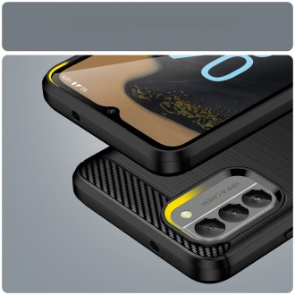 Carbon Case kryt pro Nokia G400 flexibilní silikonový karbonový kryt černý