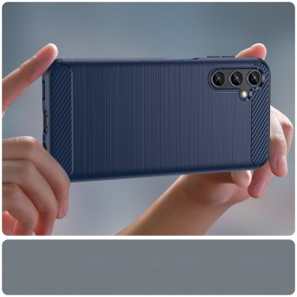 Carbon Case pro Samsung Galaxy A14 5G flexibilní silikonový karbonový kryt modrý