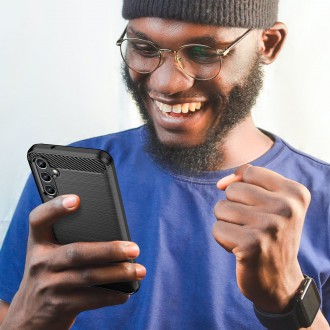 Carbon Case pro Samsung Galaxy A14 5G flexibilní silikonový karbonový kryt černý