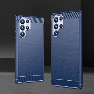 Carbon Case pro Samsung Galaxy S23 Ultra flexibilní silikonový karbonový kryt modrý