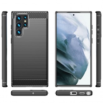 Carbon Case pro Samsung Galaxy S23 Ultra flexibilní silikonový karbonový kryt černý