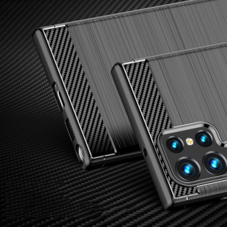 Carbon Case pro Samsung Galaxy S23 Ultra flexibilní silikonový karbonový kryt černý