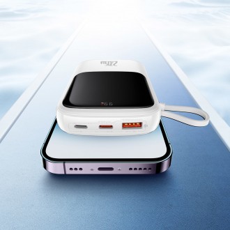 Baseus Qpow Digital Display Power Bank s rychlým nabíjením 10000mAh 20W QC/PD/SCP/FCP s vestavěným Lightning kabelem Bílá