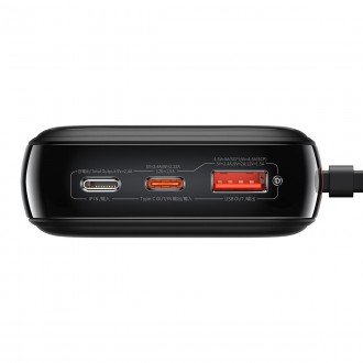 Powerbanka Baseus Qpow Digital Display s rychlým nabíjením 20000mAh 20W QC/PD/SCP/FCP s vestavěným kabelem Lightning černá