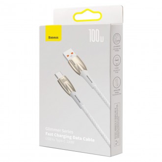 Baseus Glimmer Series rychlonabíjecí kabel USB-A - USB-C 100W 480Mbps 2m bílý