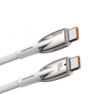 Baseus Glimmer Series Rychlé nabíjecí kabel USB-C 480Mbps PD 100W 2m Bílý