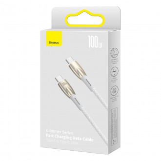 Baseus Glimmer Series Rychlé nabíjecí kabel USB-C 480Mbps PD 100W 2m Bílý