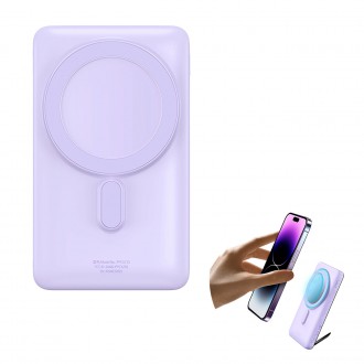 Magnetická konzola Baseus Wireless Fast Charge Power Bank 10000mAh 20W fialová (s rychlonabíjecím kabelem řady Xiaobai Type-C až Type-C 60W (20V/3A) 5