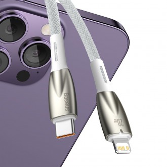 Kabel Baseus Glimmer Series s rychlým nabíjením USB-C - Lightning 480Mb/s PD 20W 1m bílý