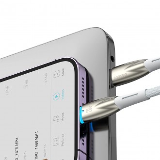 Kabel Baseus Glimmer Series s rychlým nabíjením USB-C - Lightning 480Mb/s PD 20W 1m bílý