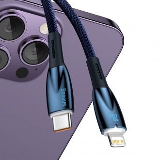 Baseus Glimmer Series rychlonabíjecí kabel USB-C - Lightning 20W 480Mbps 2m modrý