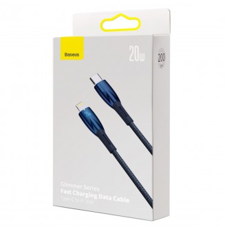 Baseus Glimmer Series rychlonabíjecí kabel USB-C - Lightning 20W 480Mbps 2m modrý