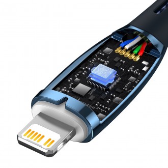 Baseus Glimmer Series rychlonabíjecí kabel USB-C - Lightning 20W 480Mbps 2m modrý