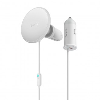 Baseus bezdrátová nabíječka do auta s držákem MagSafe 15W pro ventilaci + USB typ C 25W bílá (CW01)