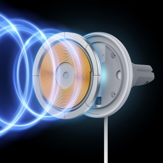 Baseus bezdrátová nabíječka do auta s držákem MagSafe 15W pro ventilaci + USB typ C 25W bílá (CW01)