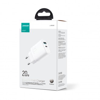 Rychlá nabíječka Joyroom USB-A QC3.0 / USB-C PD 20W bílá (L-QP2011)
