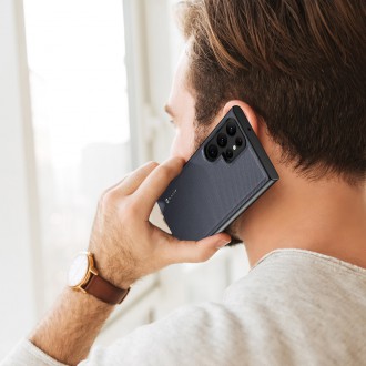 Pouzdro Dux Ducis Fino Samsung Galaxy S23 Ultra kryt se silikonovým rámečkem šedé barvy