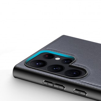 Pouzdro Dux Ducis Fino Samsung Galaxy S23 Ultra kryt se silikonovým rámečkem šedé barvy